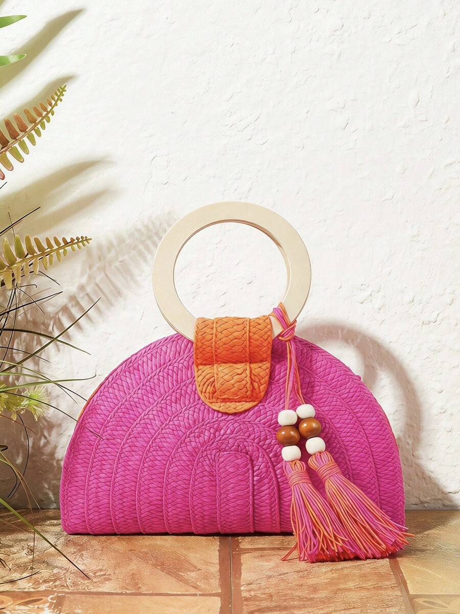 Borsa a mano da donna rotonda  - Paper Straw Color recensione e prezzo